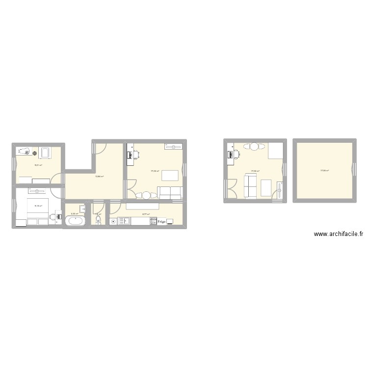appart. Plan de 9 pièces et 95 m2