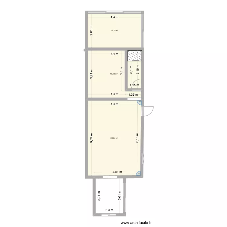FLASSANS 2. Plan de 3  et 56 m²