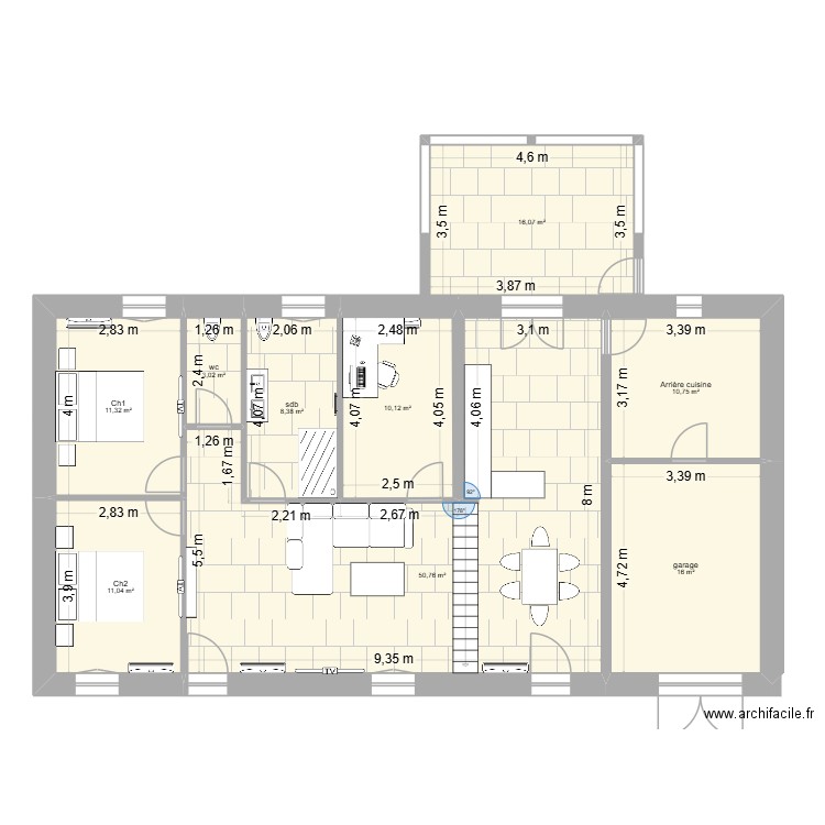 plan Maison Vaux. Plan de 9 pièces et 137 m2