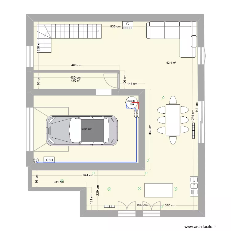 plan st genis sous sol escalier. Plan de 3 pièces et 90 m²