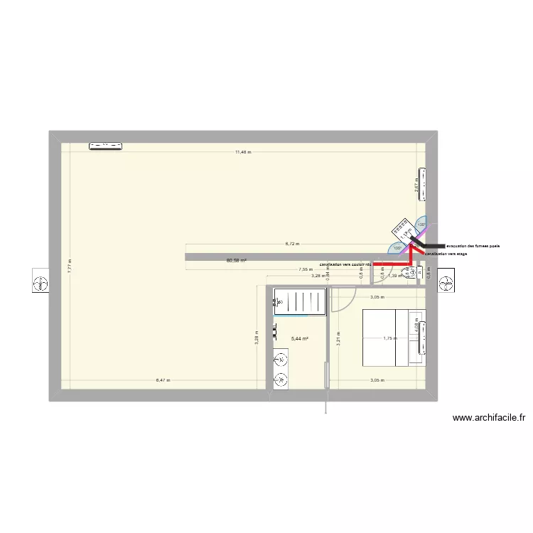 krynen rdc. Plan de 3 pièces et 86 m²