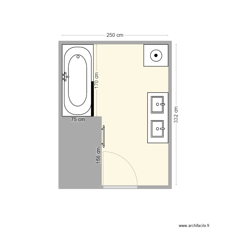 LESSASSIER. Plan de 2 pièces et 8 m2