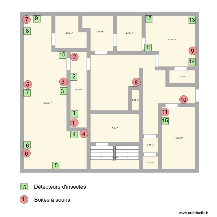 Serionisime Mons. Plan de 14 pièces et 124 m2