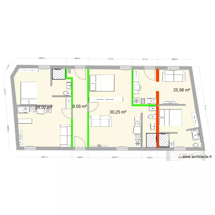 MESDAMES rdc. Plan de 9  et 250 m²