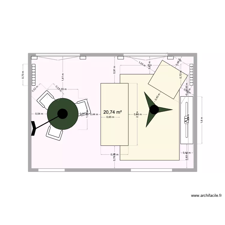 Dijon V6. Plan de 1  et 21 m²