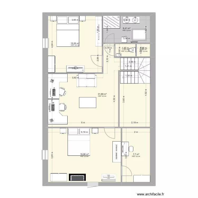 Maison saint Wittz premier étage. Plan de 7 et 84 m² Maison saint Wittz premier étage. Plan de 7 et 84 m²