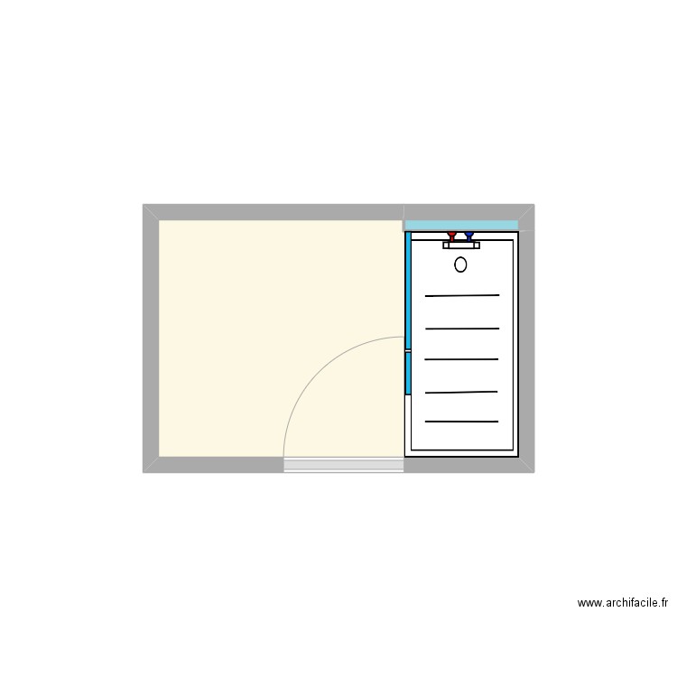 Begin. Plan de 2 pièces et 4 m2