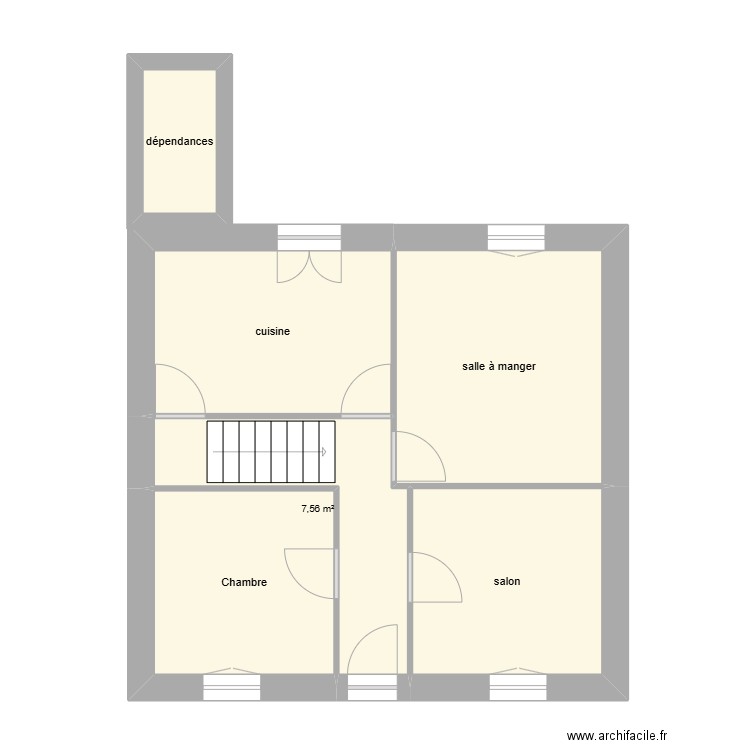 LE POTTIER état initial. Plan de 6 pièces et 51 m2