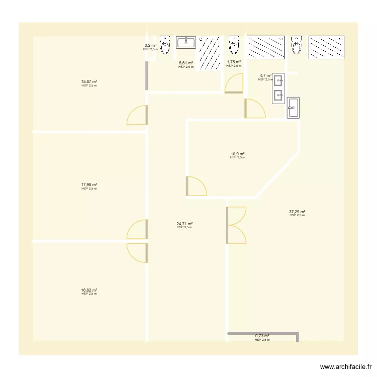 etage. Plan de 11  et 136 m²