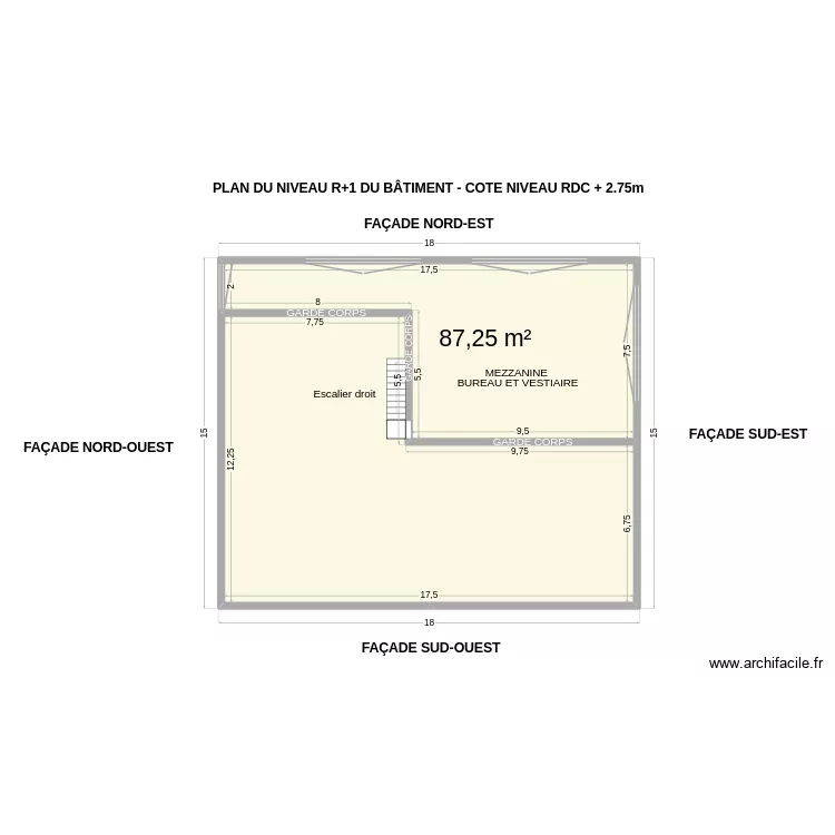 BAT PLAN DU R+1. Plan de 2 et 248 m² BAT PLAN DU R+1. Plan de 2 et 248 m²