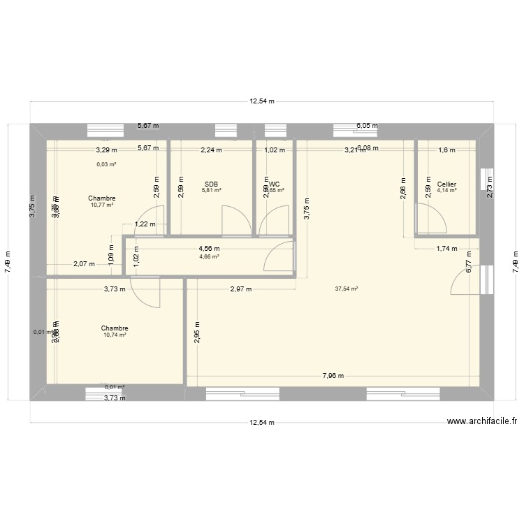 maison 2. Plan de 10 pièces et 76 m2