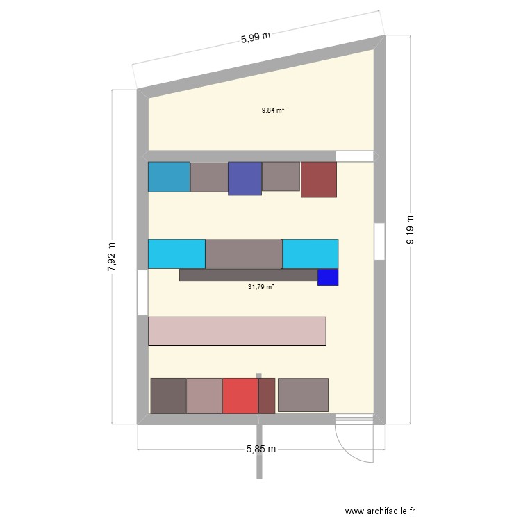 PLAN CUISINE PAVOIS V2. Plan de 2 pièces et 42 m2