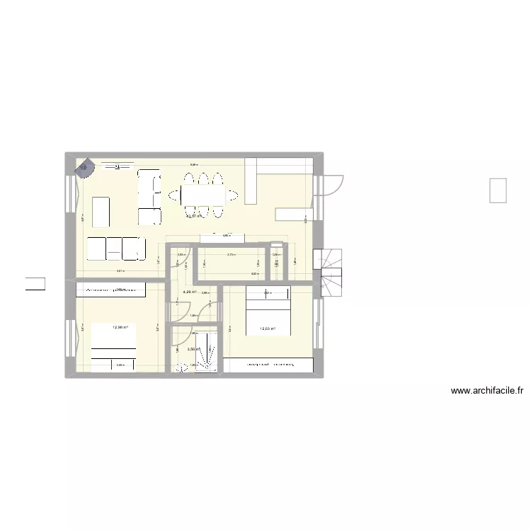 Plan c. Plan de 5 pièces et 77 m²