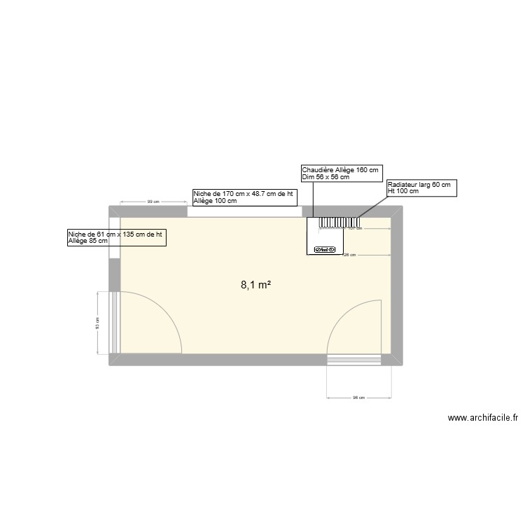 Cuisine Euzennat. Plan de 1 pièce et 8 m2