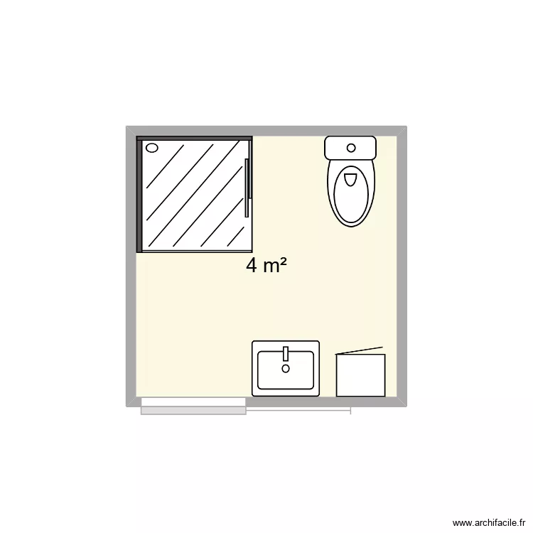 Salle de bain St Anne. Plan de 1  et 4 m²