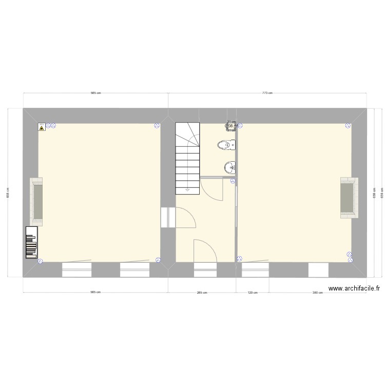 rdc GM. Plan de 4 pièces et 63 m2