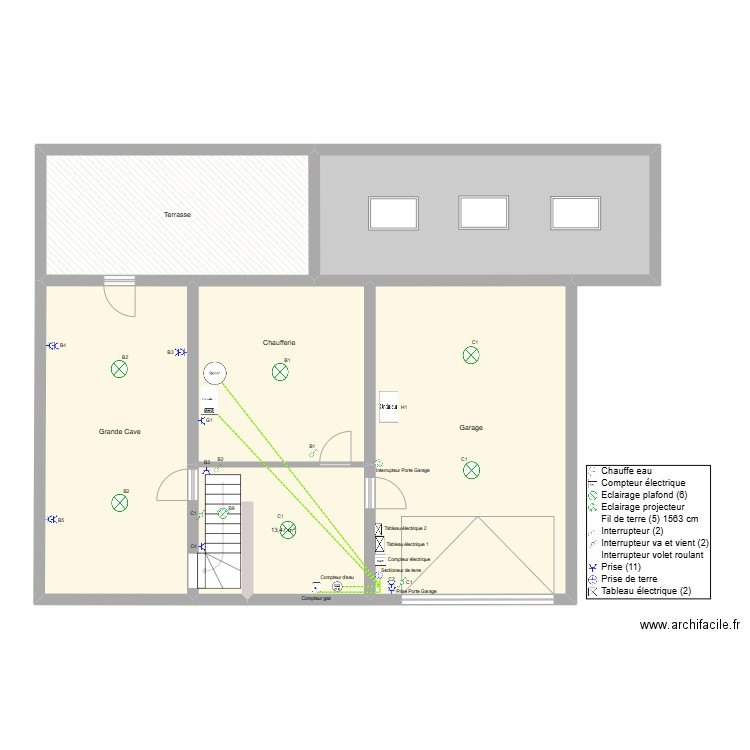 JERM Cave. Plan de 6 pièces et 148 m2
