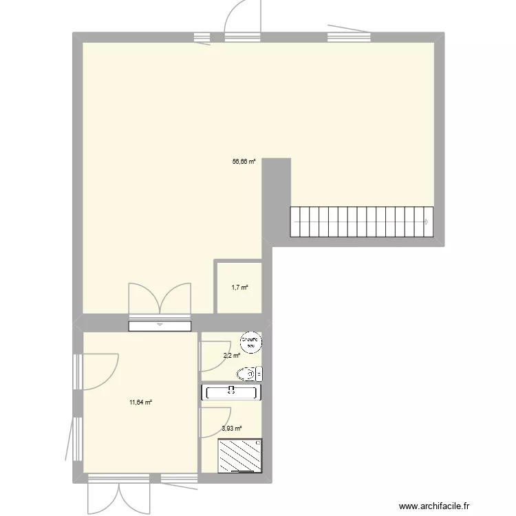 RDC Montaigu. Plan de 5 pièces et 78 m²