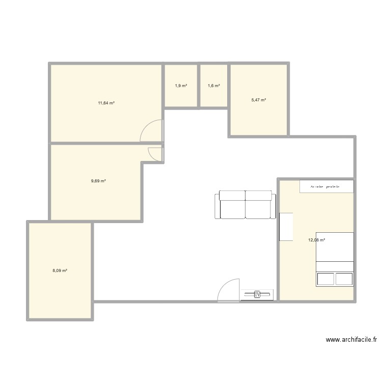ecully. Plan de 7 pièces et 50 m2