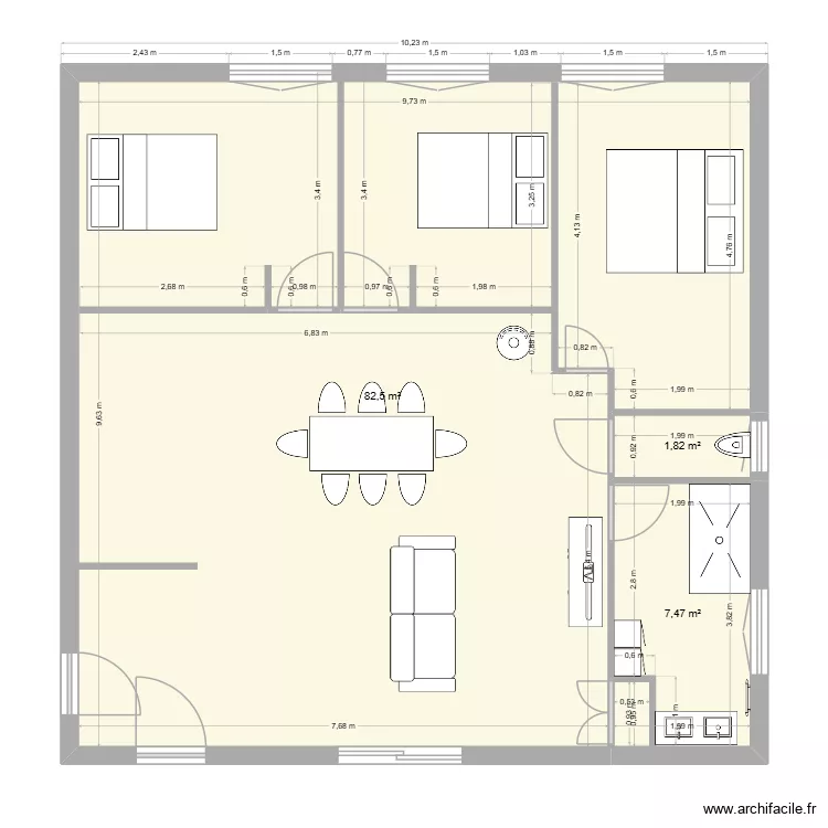 Dancy. Plan de 3  et 92 m²