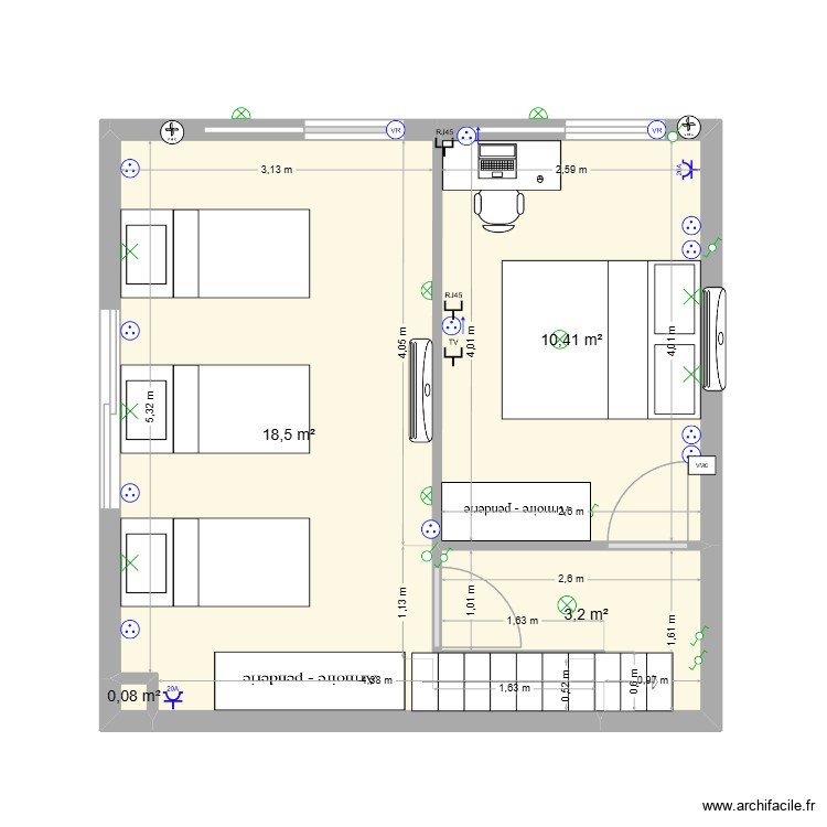 Plan Elec 1er &eacute;tage. Plan de 0 pièce et 0 m2