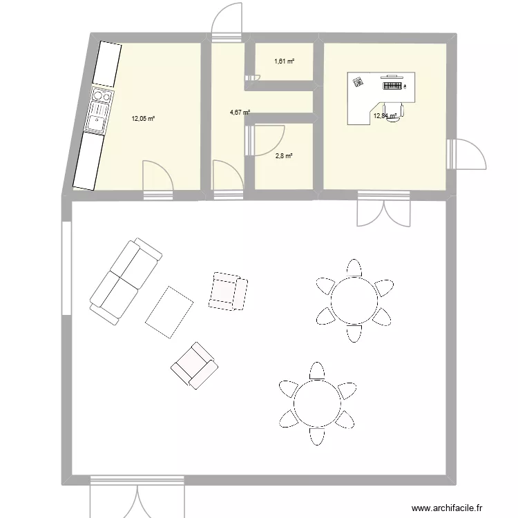 Tiers lieux. Plan de 5  et 34 m²