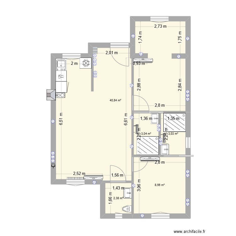 Tranquilou. Plan de 5 pièces et 58 m2