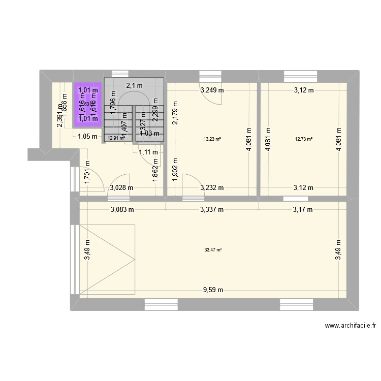 Martigny. Plan de 5 pièces et 74 m2
