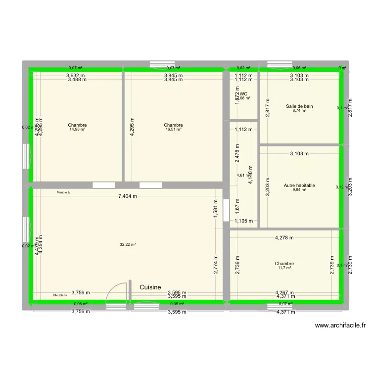 Castel etage. Plan de 26  et 209 m²