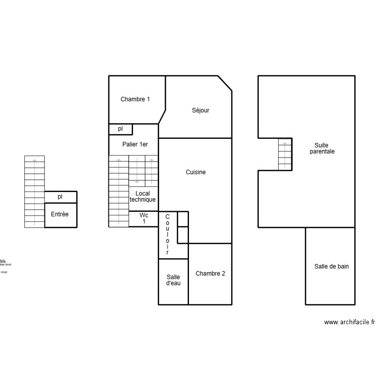 QUIMPER FEILLET GENTILHOMMES. Plan de 15 pièces et 68 m2