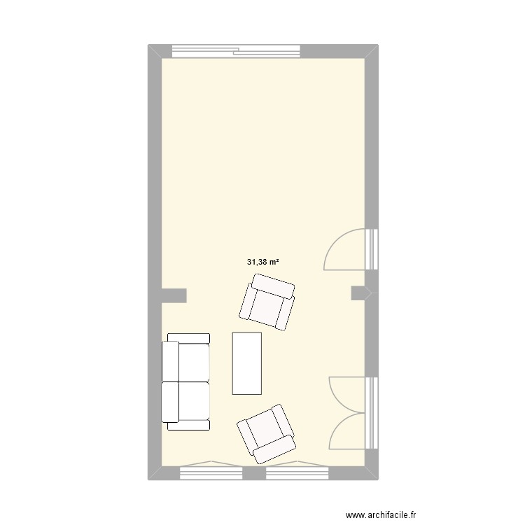 living. Plan de 1 pièce et 31 m2