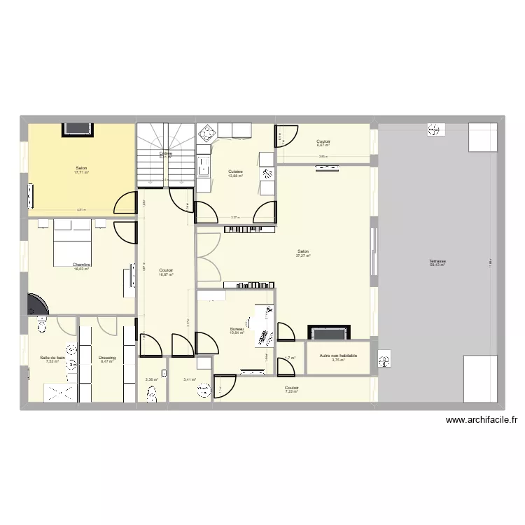 David. Plan de 23  et 385 m²