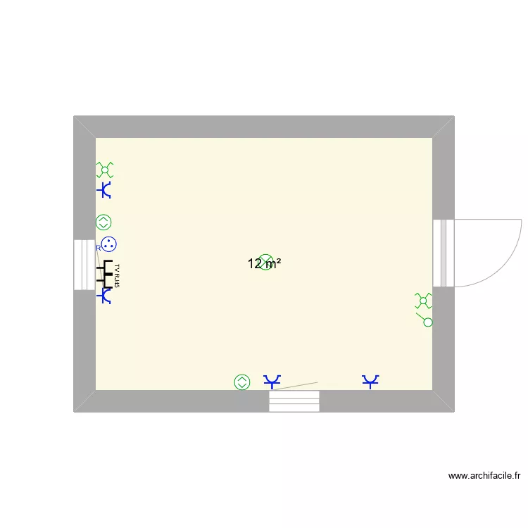 Chambre cellule 3D. Plan de 