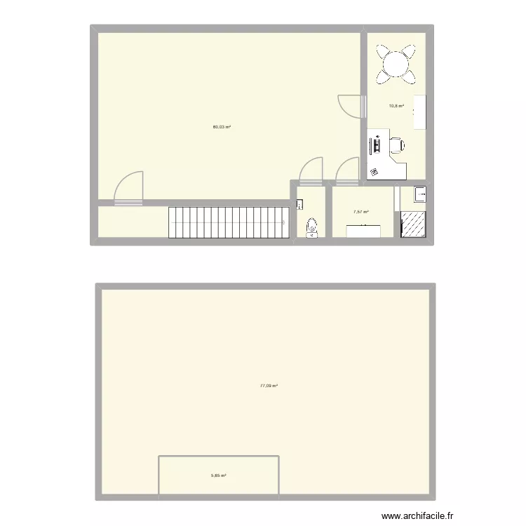 RDC BATIMENT PONTCHARRA. Plan de 5 pièces et 161 m²