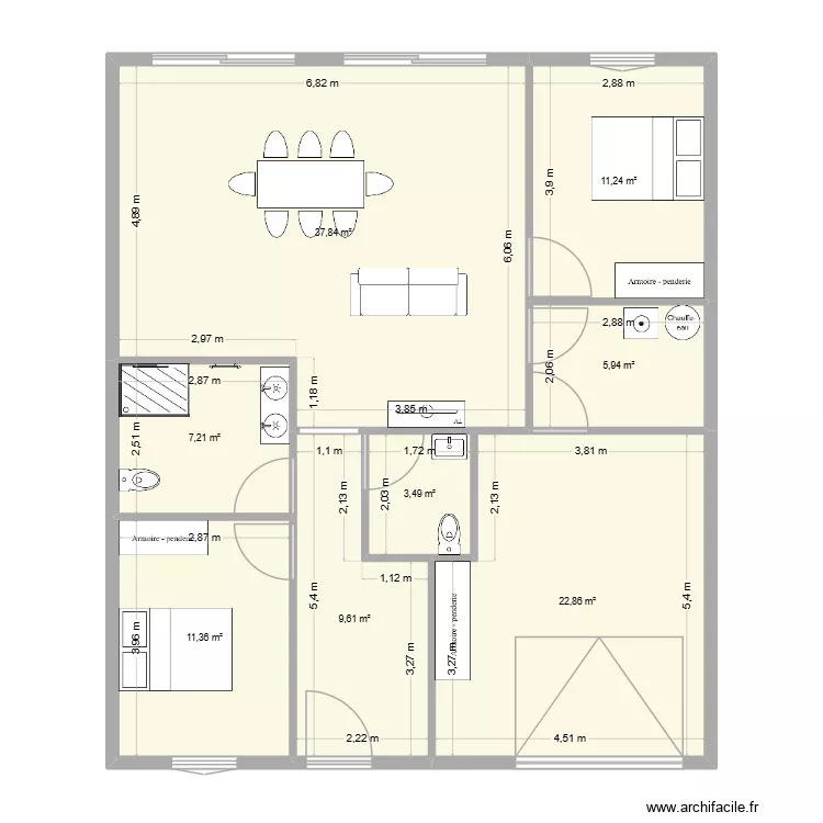 viller. Plan de 8 pièces et 110 m²