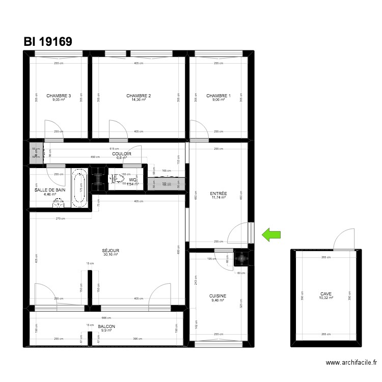 BI 19169. Plan de 15 pièces et 119 m2