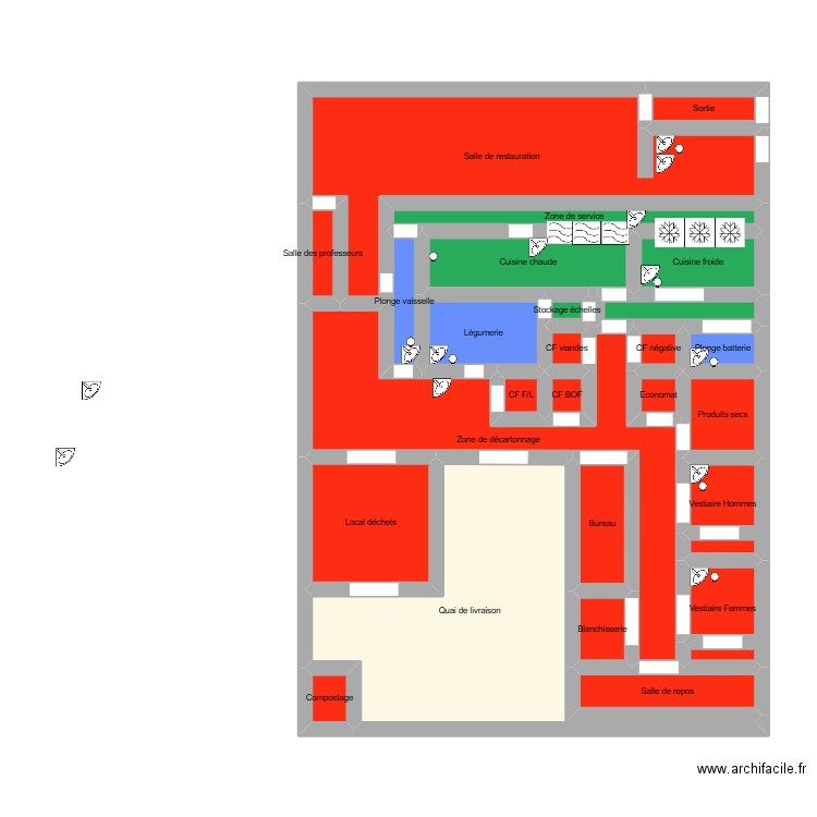 Cuisines Collège Simone Veil Ornex. Plan de 26 pièces et 69 m2