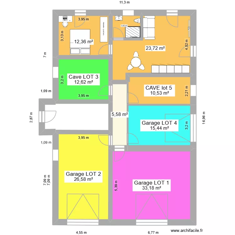 plan vide rez de chauss&eacute; dossier financement. Plan de 11  et 175 m²