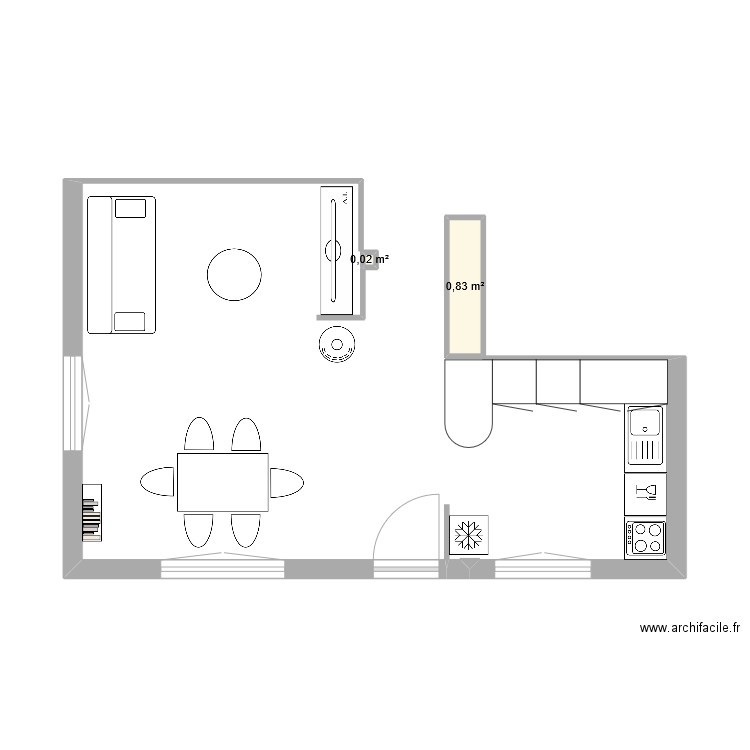 camille plan 2. Plan de 2 pièces et 1 m2