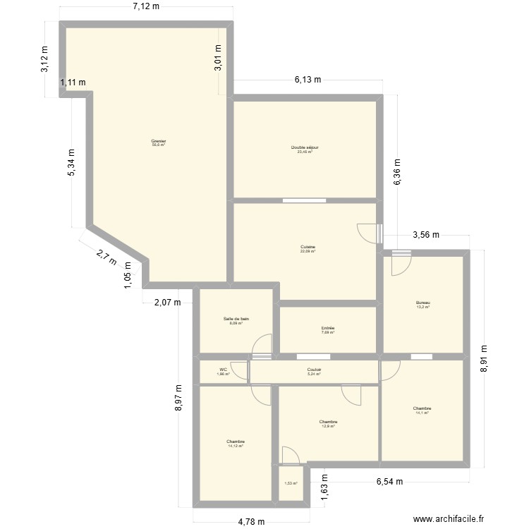 LINXE ETAGE. Plan de 12 pièces et 181 m2