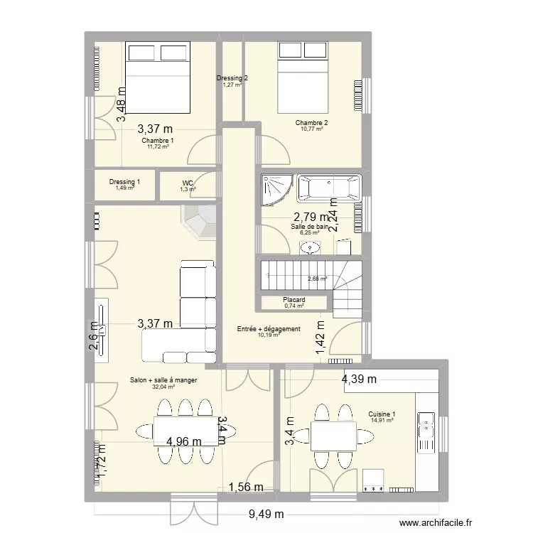Londres Projet. Plan de 28  et 287 m²
