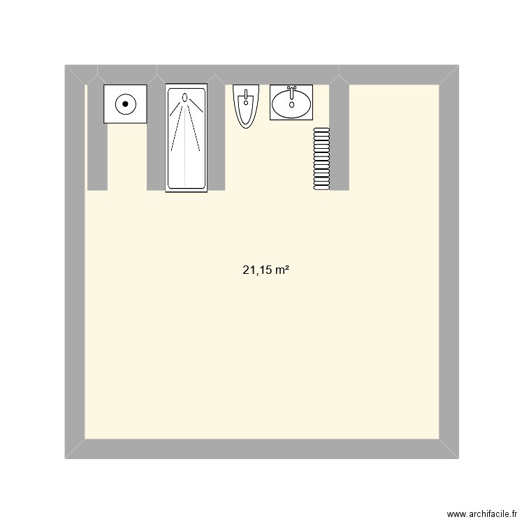 salle d'eau lafarge. Plan de 1 pièce et 21 m2