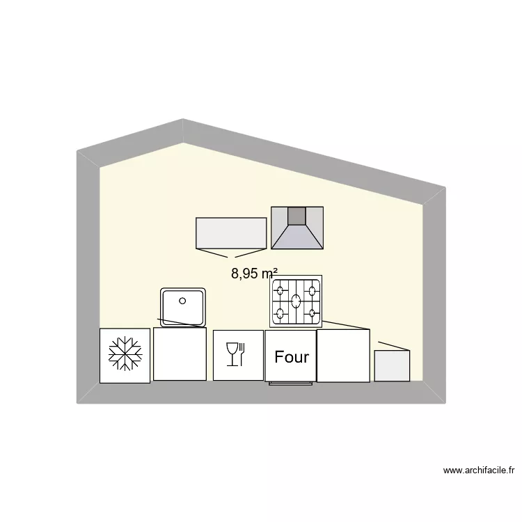 cuisine am&eacute;nag&eacute; M2. Plan de 