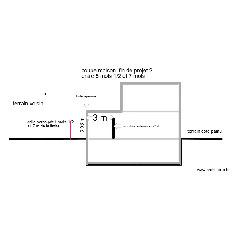 coupe 2 fin chantier. Plan de 1 pièce et 0 m²