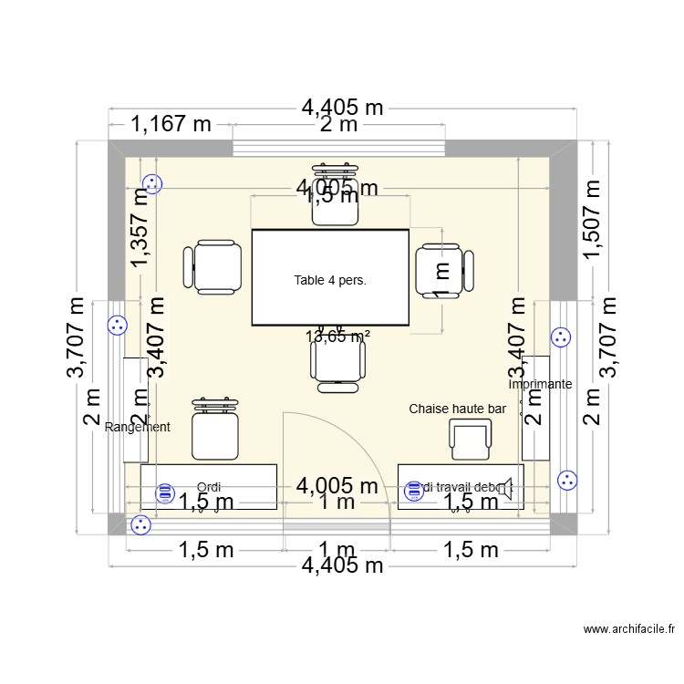 Adri crete. Plan de 1 pièce et 14 m2