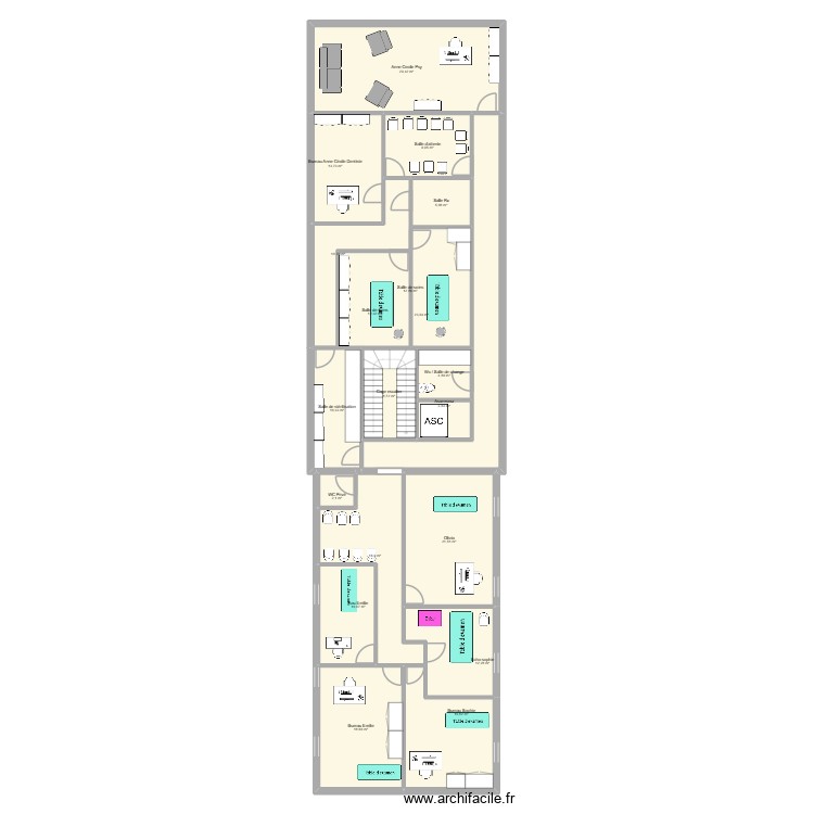 Plan cabinet etage. Plan de 19 pièces et 242 m2