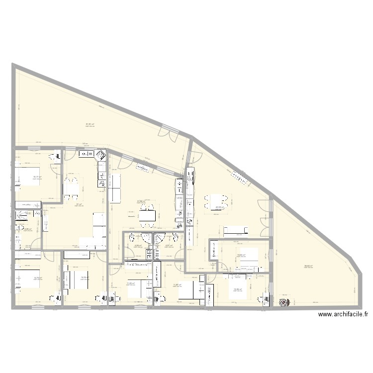 gandara t2+t2+t3 modif chambre. Plan de 0 pièce et 0 m2