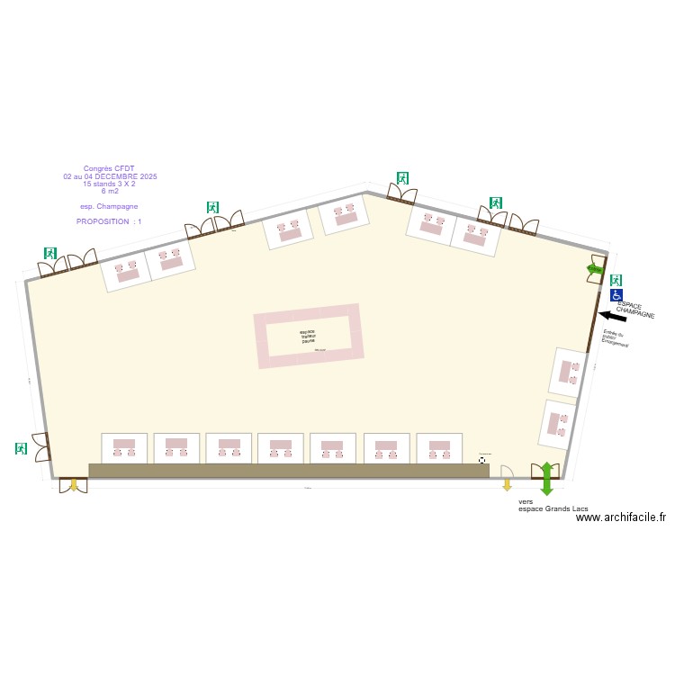 Congrès CFDT 02 au 04 Déc  2025  espace champagne prop 1. Plan de 1 pièce et 584 m2
