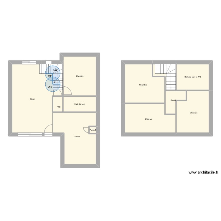 trealzé. Plan de 13 pièces et 119 m2