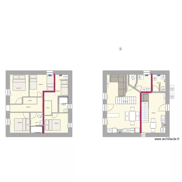 Phialeix. Plan de 13  et 108 m²